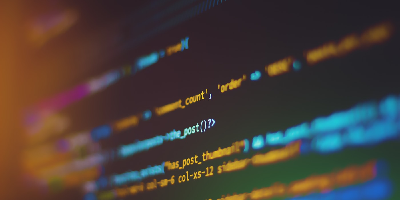 Software code on a dark screen — syntax-highlighted development environment
